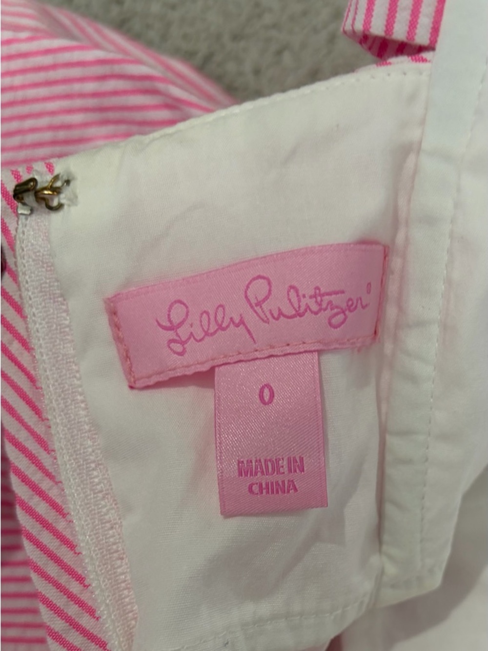 NWOT Lilly Pulitzer Seersucker Richelle Strapless Dress Pink White Stripe Size 0 - Picture 8 of 15